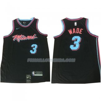 Maillot Miami Heat Wade Ciudad 2017-18 Noir 3 Bleu