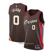 Maillot Portland Trail Blazers Damian Lillard Ville 2020-21 Marron