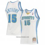 Maillot Denver Nuggets Carmelo Anthony NO 15 Mitchell & Ness 2006-07 Blanc