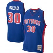 Maillot Detroit Pistons Rasheed Wallace NO 30 Mitchell & Ness 2003-04 Bleu