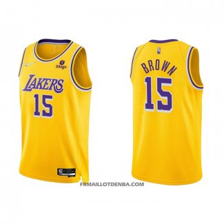 Maillot Los Angeles Lakers Jabari Brown NO 15 75th Anniversary 2021-22 Jaune