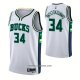 Maillot Milwaukee Bucks Giannis Antetokounmpo NO 34 Ville 2021-22 Blanc