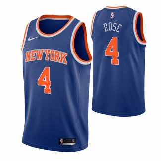 Maillot New York Knicks Derrick Rose NO 4 Icon Bleu