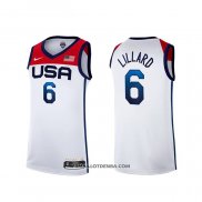 Maillot USA 2021 Damian Lillard No 6 Blanc