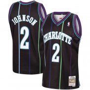 Maillot Charlotte Hornets Larry Johnson NO 2 Mitchell & Ness 1992-93 Noir