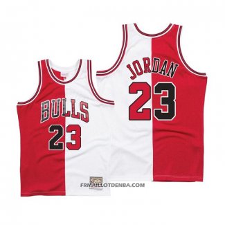 Maillot Chicago Bulls Michael Jordan NO 23 Split Blanc Rouge