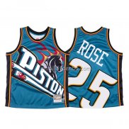 Maillot Detroit Pistons Derrick Rose Mitchell & Ness Big Face Bleu