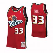 Maillot Detroit Pistons Grant Hill NO 33 Mitchell & Ness 1999-00 Rouge