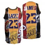 Maillot Los Angeles Lakers LeBron James No 23 Heat Cavaliers Noir Rouge Jaune