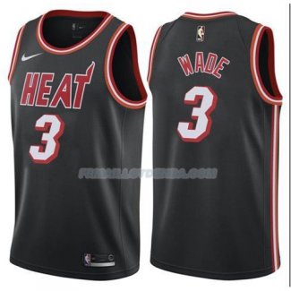 Maillot Miami Heat Wade Ciudad 2017-18 Noir 3 Rouge