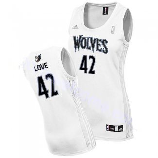 Femmes Maillot Basket Minnesota Timberwolves Love 42 Blanc