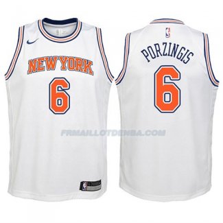 Maillot Enfant New York Knicks Kristaps Porzingis 2017-18 Blanc