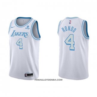 Maillot Los Angeles Lakers Rajon Rondo NO 4 Ville 2021-22 Blanc