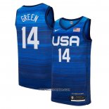 Maillot USA 2021 Draymond Green No 14 Bleu