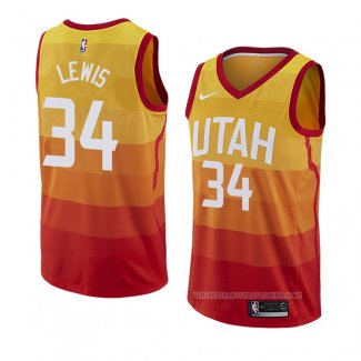 Maillot Utah Jazz Trey Lewis Ville 2018 Jaune