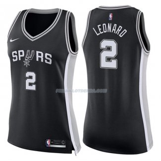 Femmes Maillot San Antonio Spurs Kawhi Leonard Icon 2017-18 2 Noir