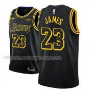 Maillot Enfant Los Angeles Lakers Lebron James Ciudad 2017-18 Noir