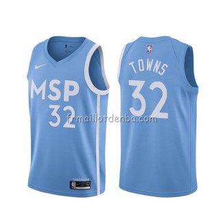 Maillot Minnesota Timberwolves Karl-anthony Towns Ville 2019-20 Bleu