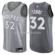 Maillot Minnesota Timberwolves Towns Ciudad 2017-18 32 Gris