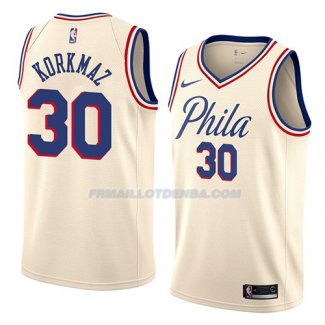 Maillot Philadelphia 76ers Furkan Korkmaz Ciudad 2018 Crema Crema