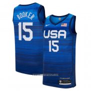 Maillot USA 2021 Devin Booker No 15 Bleu