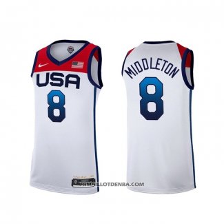 Maillot USA 2021 Khris Middleton No 8 Blanc