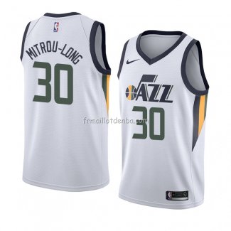 Maillot Utah Jazz Naz Mitrou-long Association 2018 Blanc