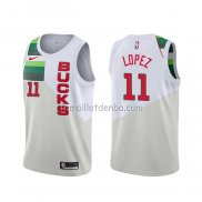 Maillot Milwaukee Bucks Brook Lopez Earned Blanc