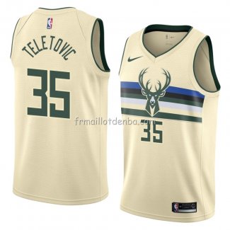 Maillot Milwaukee Bucks Mirza Teletovic Ville 2018 Crema