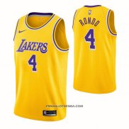 Maillot Los Angeles Lakers Rajon Rondo NO 4 Icon Jaune