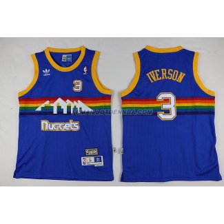 Enfants Maillot Basket Denver Nuggets Iverson 3 Bleu