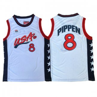 Maillot Basket Basket USA 1996 Pippen 8 Blanc