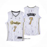 Maillot Brooklyn Nets Kevin Durant No 7 Christmas Blanc