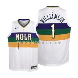 Maillot Enfant New Orleans Pelicans Zion Williamson Ciudad 2019 Blanc