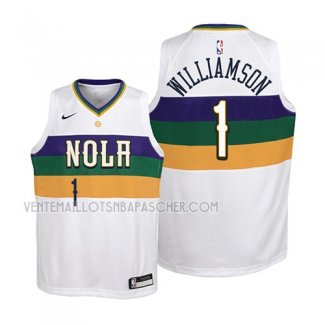 Maillot Enfant New Orleans Pelicans Zion Williamson Ciudad 2019 Blanc