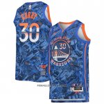 Maillot Golden State Warriors Stephen Curry No 30 MVP Bleu