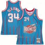 Maillot Houston Rockets Hakeem Olajuwon NO 34 Mitchell & Ness 1996-97 Bleu