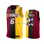 Maillot Los Angeles Lakers Lebron James 2020 Fmvp Heat Cavaliers Split Dual Number Rouge Or