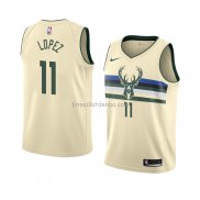 Maillot Milwaukee Bucks Brook Lopez Ville 2018 Crema