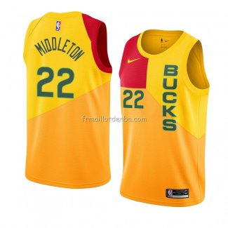 Maillot Milwaukee Bucks Khris Middleton Ville 2018-19 Jaune