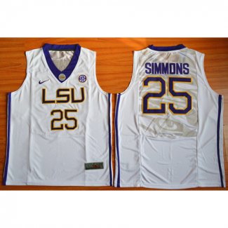 Maillot Basket NCAA Ben Simmons 25 Blanc