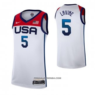 Maillot USA 2021 Zach Lavine No 5 Blanc