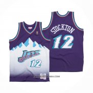 Maillot Utah Jazz John Stockton No 12 Hardwood Classics Throwback 1996-97 Volet